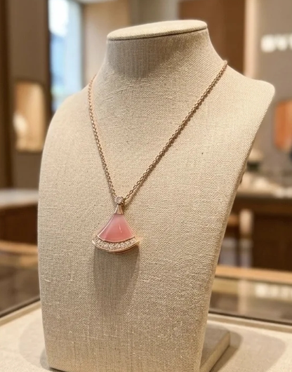 [Stars Jewelry]Cherry Blossom Pink Fan Necklace