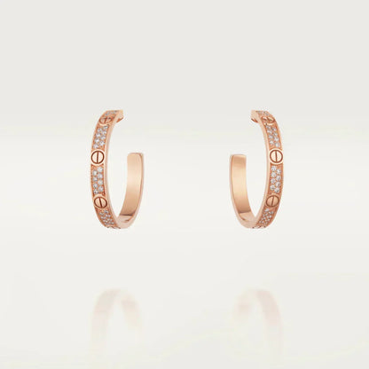 [Stars Jewelry]LOVE DIAMOND PINK GOLD HOOP EARRINGS
