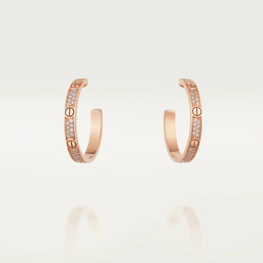 [Stars Jewelry]LOVE EARRINGS 3.6MM DIAMOND PAVED