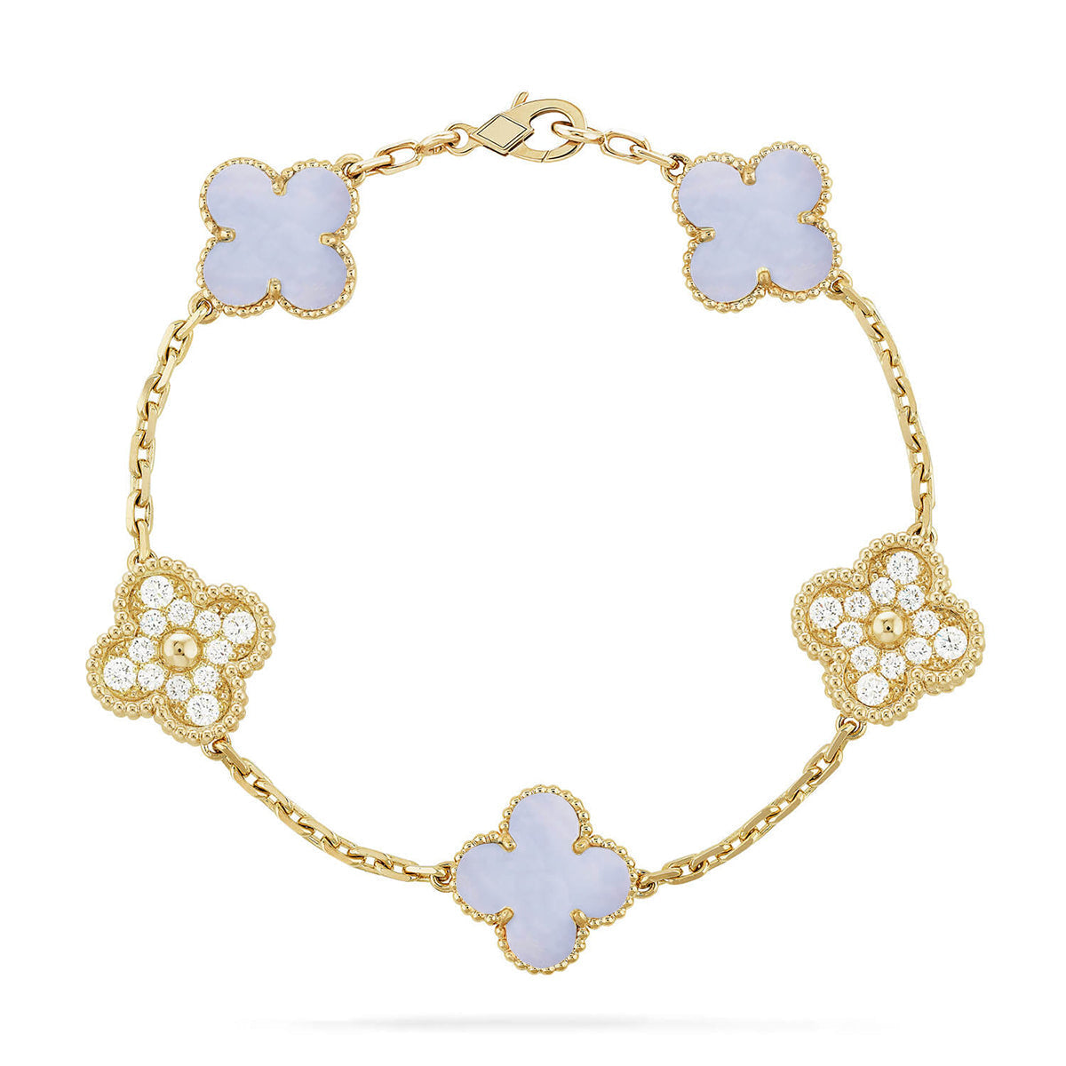 [Stars Jewelry] CLOVER 5 MOTIF PURPLE CHALCEDONY BRACELET COLLECTION