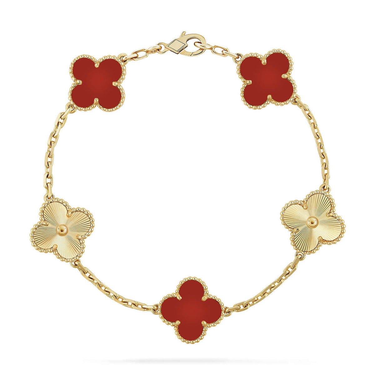 [Stars Jewelry] CLOVER 5 MOTIF RED CORNELIAN BRACELET COLLECTION