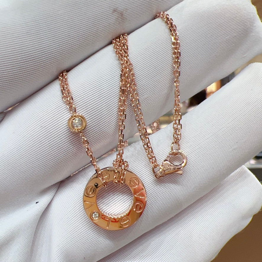 [Stars Jewelry]LOVE NECKLACE 16MM 2 DIAMONDS