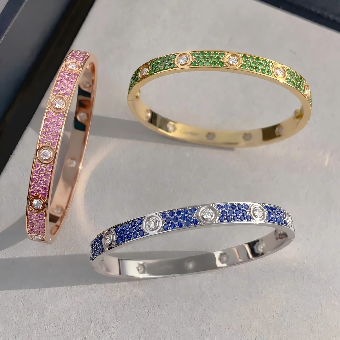 [Stars Jewelry]2026 PAVE GEMSTONE LOVE BRACELET 6.1MM 10 DIAMONDS