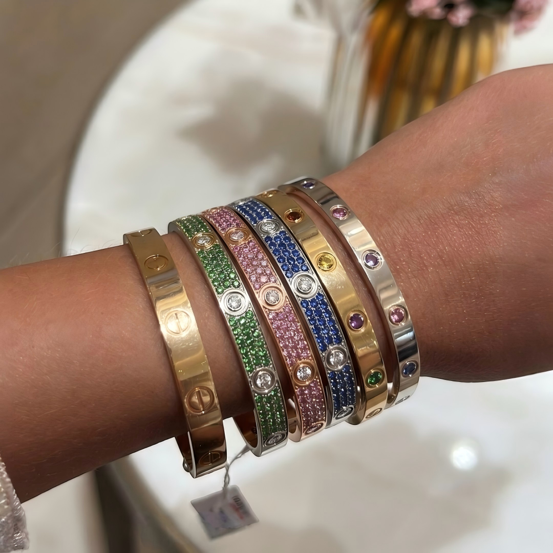 [Stars Jewelry]2026 PAVE GEMSTONE LOVE BRACELET 6.1MM 10 DIAMONDS