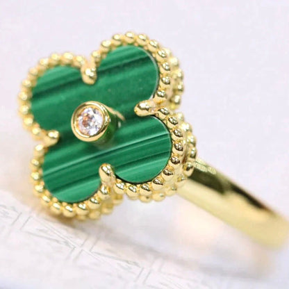 [Stars Jewelry]CLOVER MALACHITE RING GOLD DIAMOND