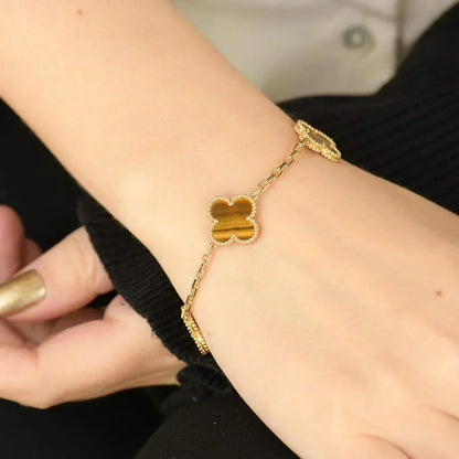 [Stars Jewelry] CLOVER 5 MOTIFS TIGER EYE BRACELET COLLECTION
