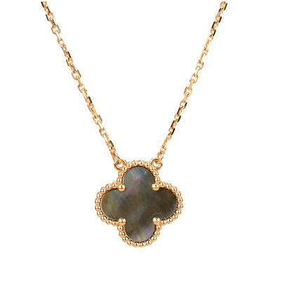[Stars Jewelry]CLOVER 15MM  GRAY MOTHER OF PEARL NECKLACE