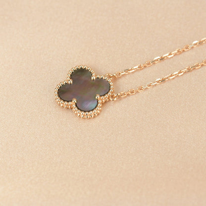 [Stars Jewelry]CLOVER 15MM  GRAY MOTHER OF PEARL NECKLACE