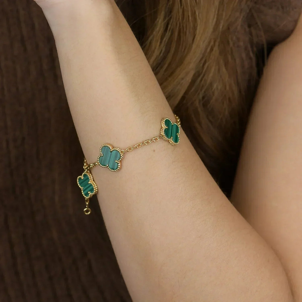 [Stars Jewelry] CLOVER 5 MOTIF MALACHITE BRACELET COLLECTION