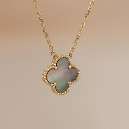 [Stars Jewelry]CLOVER 15MM  GRAY MOTHER OF PEARL NECKLACE