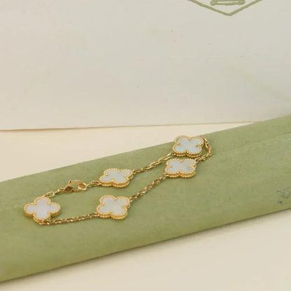 [Stars Jewelry]CLOVER WHITE PEARL MOP 5 MOTIF BRACELET COLLECTION