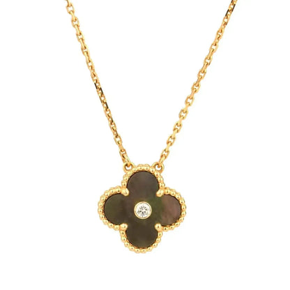 [Stars Jewelry]CLOVER 15MM DIAMOND AND MOTHER-OF-GREY NECKLACE