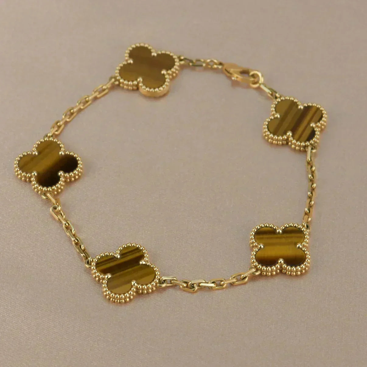 [Stars Jewelry] CLOVER 5 MOTIFS TIGER EYE BRACELET COLLECTION