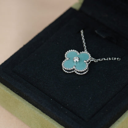 [Stars Jewelry]CLOVER 15MM DIAMOND SVRES PORCELAIN  NECKLACE SILVER