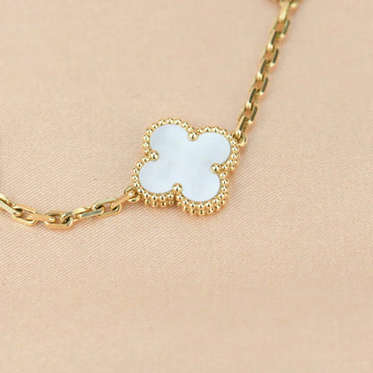 [Stars Jewelry]CLOVER WHITE PEARL MOP 5 MOTIF BRACELET COLLECTION