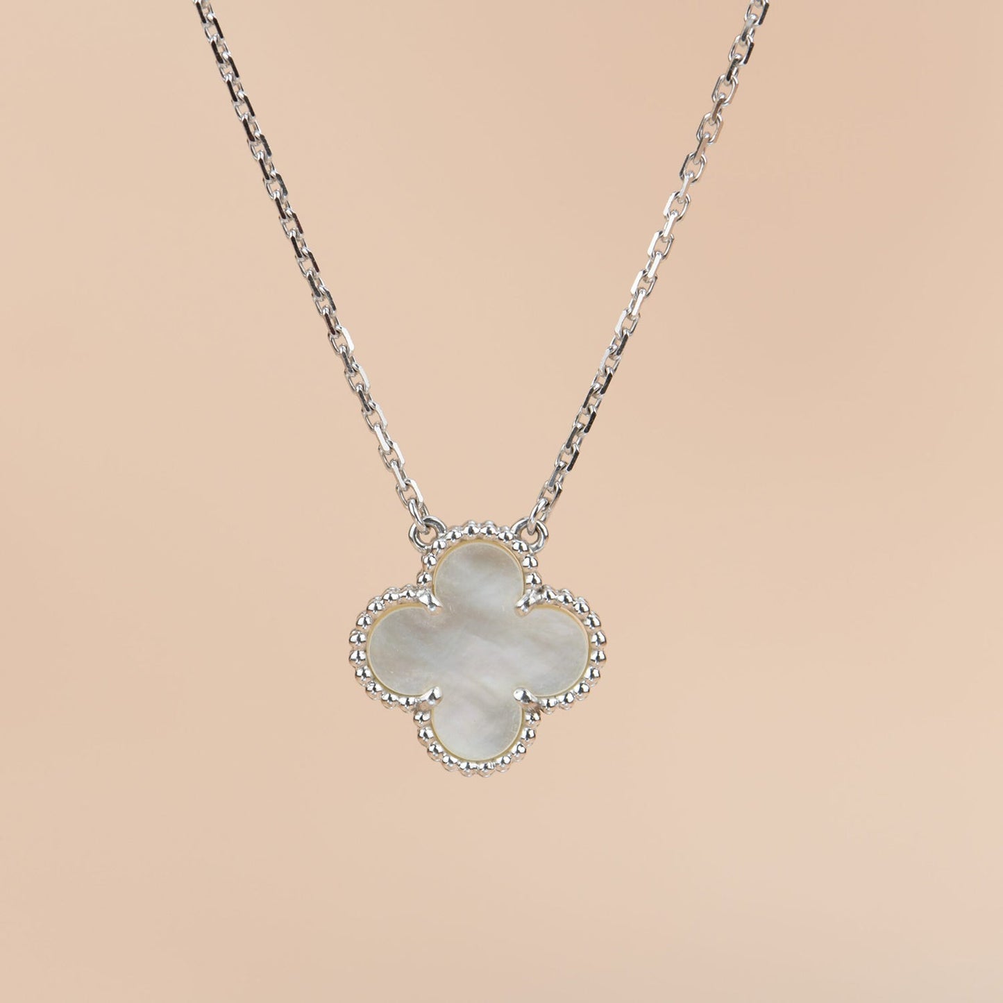 [Stars Jewelry]CLOVER  15MM WHITE MOTHER-OF-PEARL SILVER