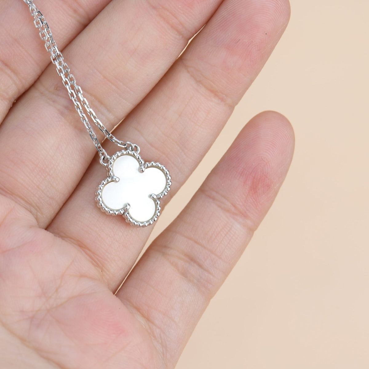 [Stars Jewelry]CLOVER  15MM WHITE MOTHER-OF-PEARL SILVER
