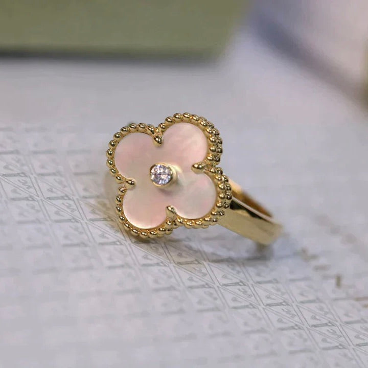 [Stars Jewelry]CLOVER PINK MOP RING GOLD DIAMOND