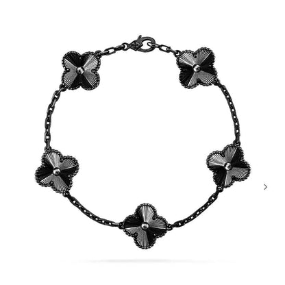 [Stars Jewelry]CLOVER 5 MOTIF BLACK BRACELET