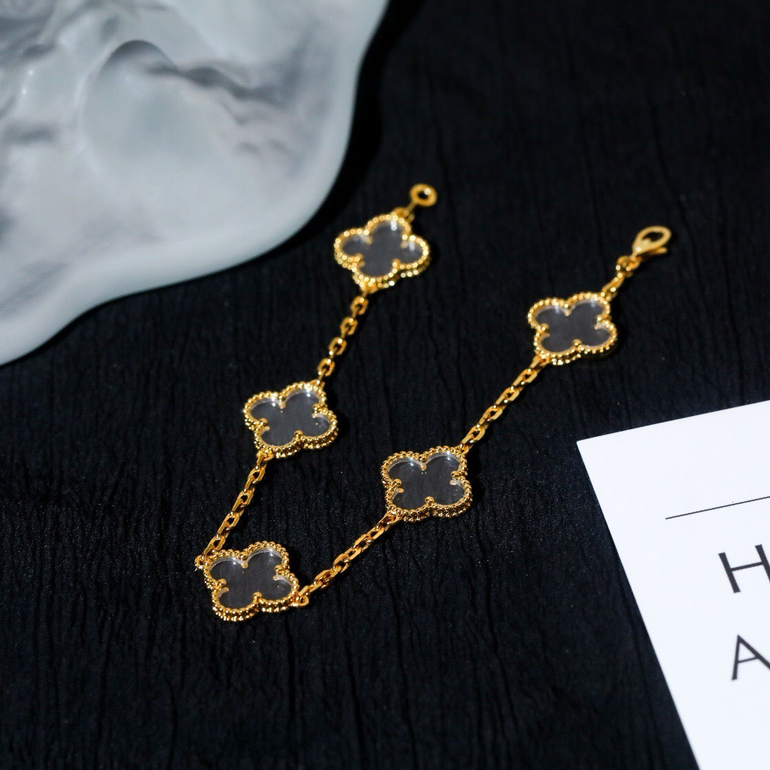 [Stars Jewelry]CLOVER 5 MOTIF ROCK CRYSTAL BRACELET