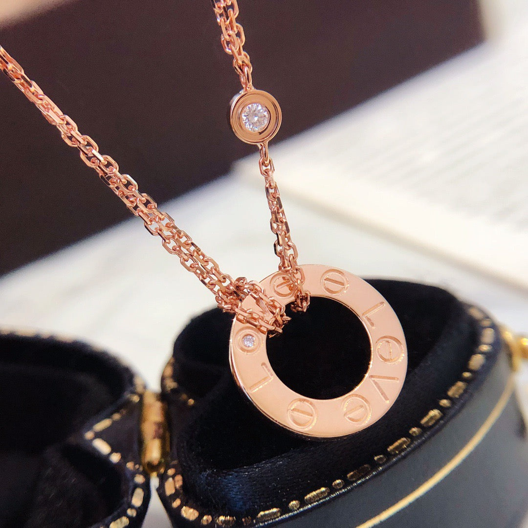 [Stars Jewelry]LOVE NECKLACE 16MM 2 DIAMONDS