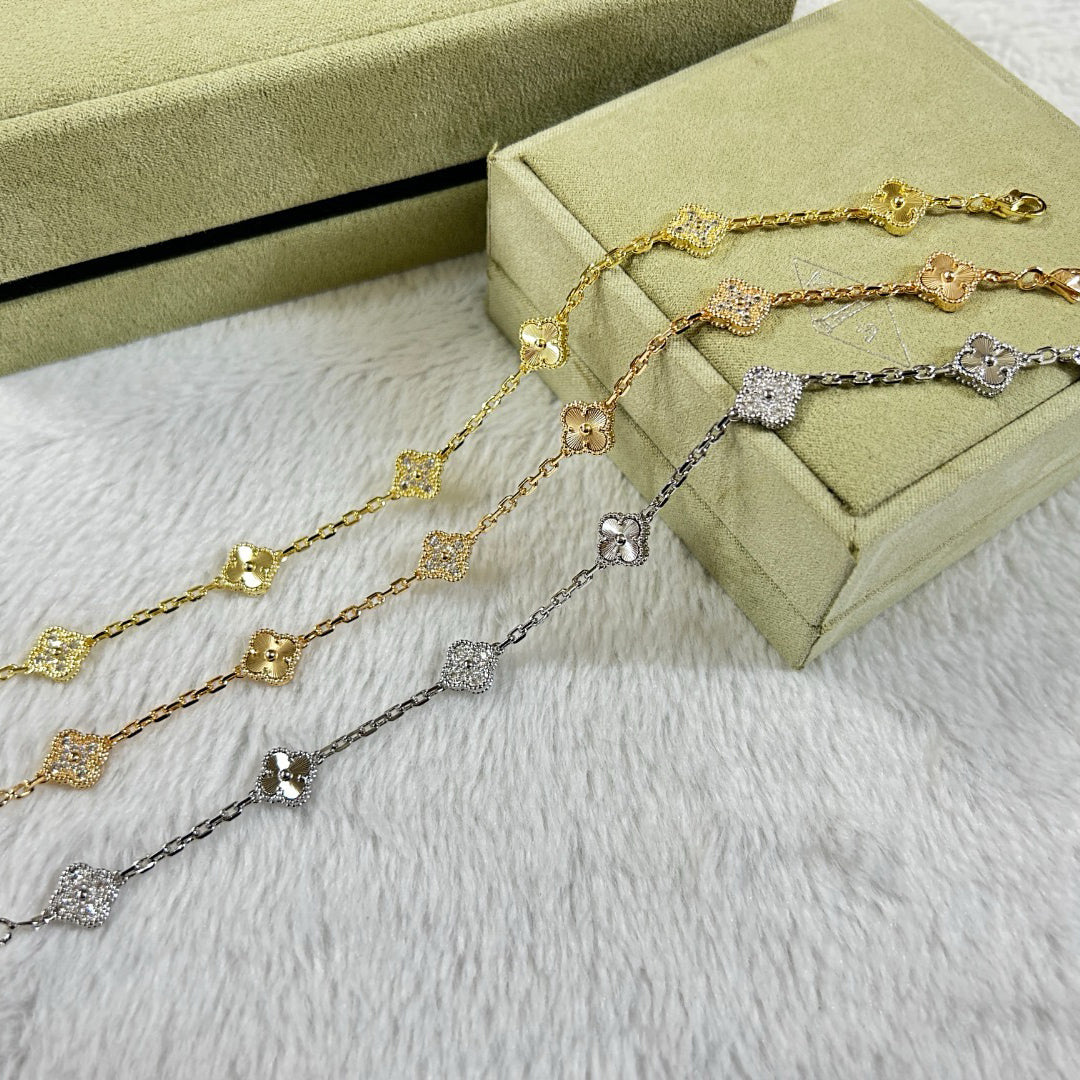 [Stars Jewelry]CLOVER 6 MOTIF DIAMOND LASER BRACELET