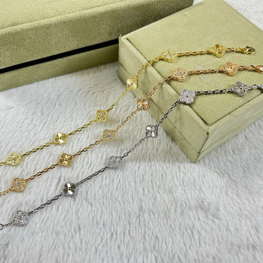 [Stars Jewelry]CLOVER 6 MOTIF DIAMOND LASER BRACELET