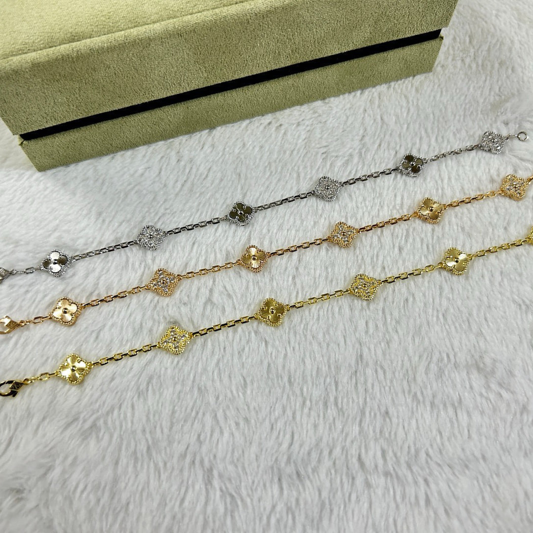 [Stars Jewelry]CLOVER 6 MOTIF DIAMOND LASER BRACELET