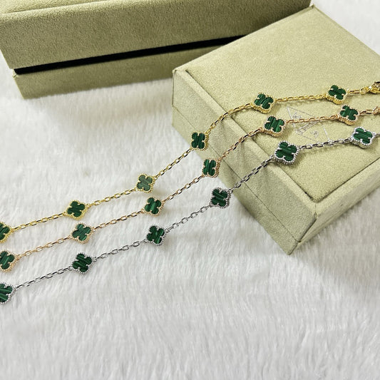 [Stars Jewelry]CLOVER 6 MOTIF MALACHITE BRACELET
