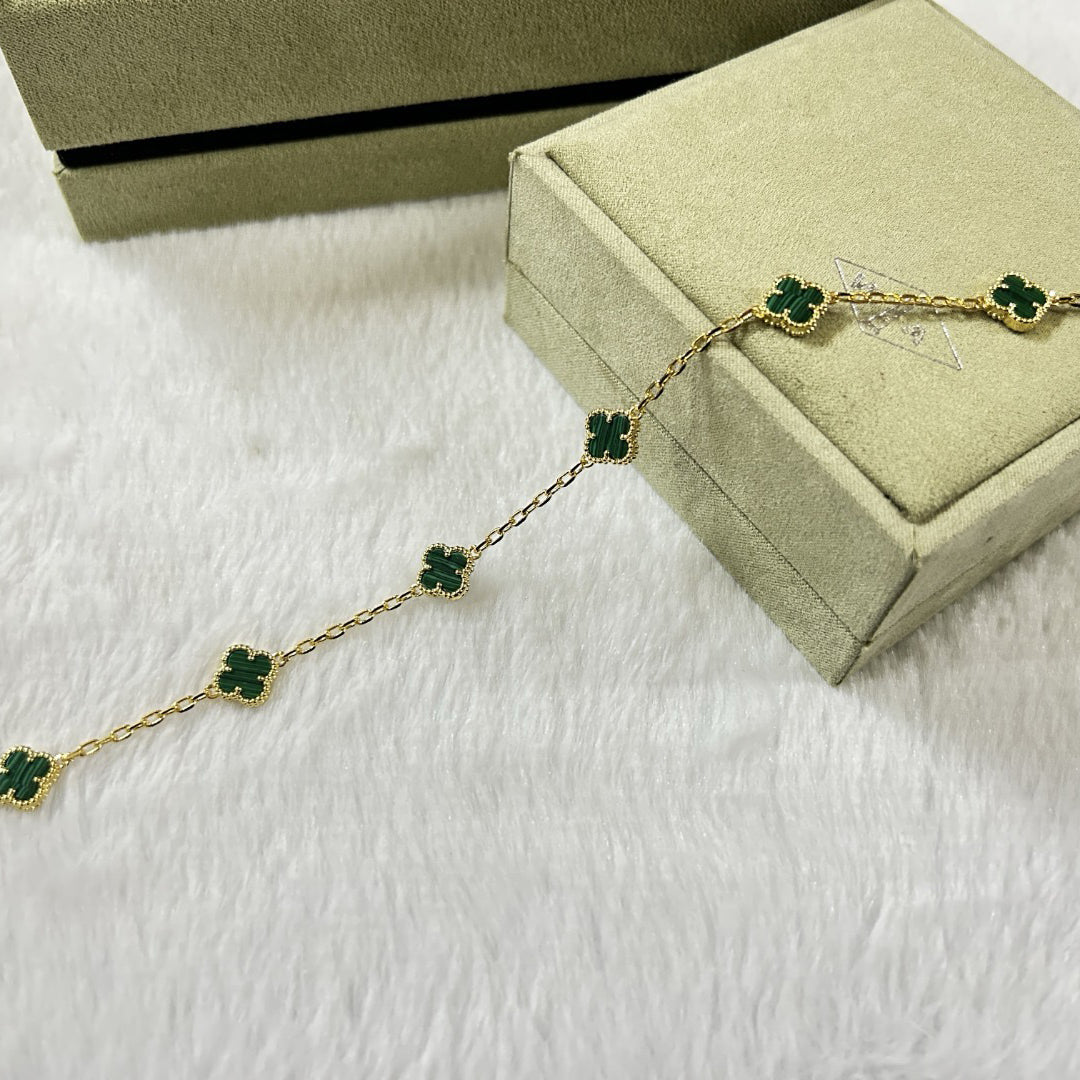 [Stars Jewelry]CLOVER 6 MOTIF MALACHITE BRACELET
