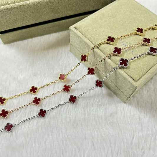 [Stars Jewelry]CLOVER 6 MOTIF RED AGATE BRACELET