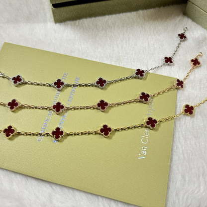 [Stars Jewelry]CLOVER 6 MOTIF RED AGATE BRACELET