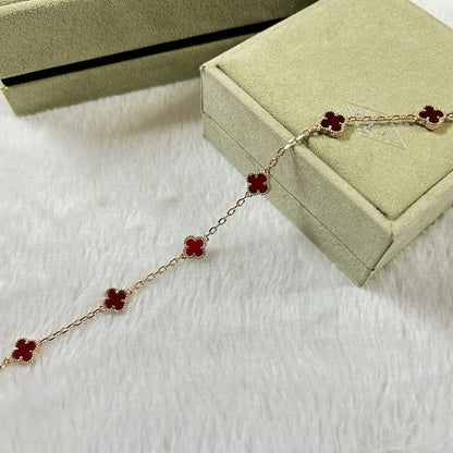 [Stars Jewelry]CLOVER 6 MOTIF RED AGATE BRACELET