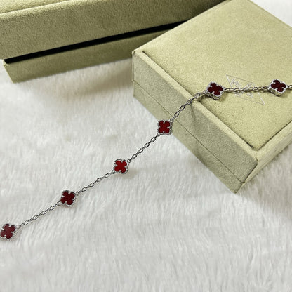 [Stars Jewelry]CLOVER 6 MOTIF RED AGATE BRACELET