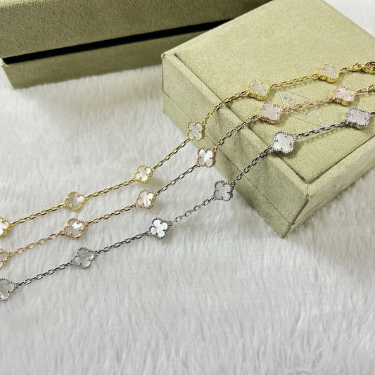 [Stars Jewelry]CLOVER 6 MOTIF WHITE MOP BRACELET
