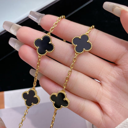 [Stars Jewelry]CLOVER 10 MOTIFS ONYX NECKLACE