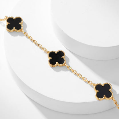 [Stars Jewelry]CLOVER 10 MOTIFS ONYX NECKLACE