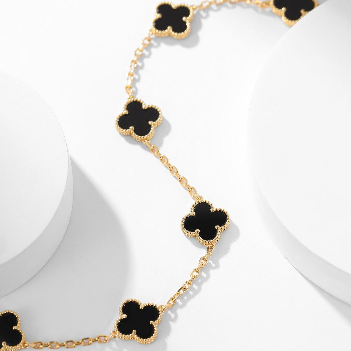[Stars Jewelry]CLOVER 10 MOTIFS ONYX NECKLACE