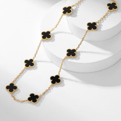 [Stars Jewelry]CLOVER 10 MOTIFS ONYX NECKLACE
