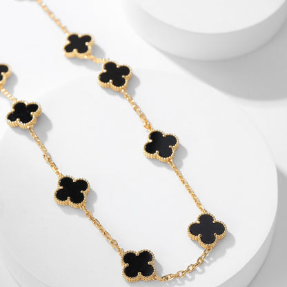 [Stars Jewelry]CLOVER 10 MOTIFS ONYX NECKLACE