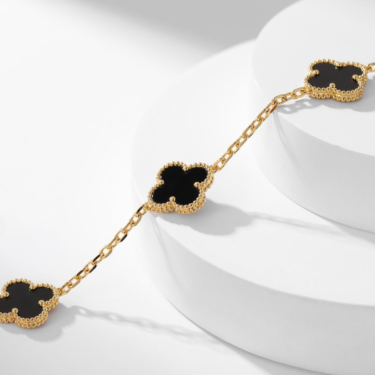 [Stars Jewelry]CLOVER 10 MOTIFS ONYX NECKLACE