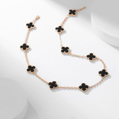 [Stars Jewelry]CLOVER 10 MOTIFS ONYX NECKLACE
