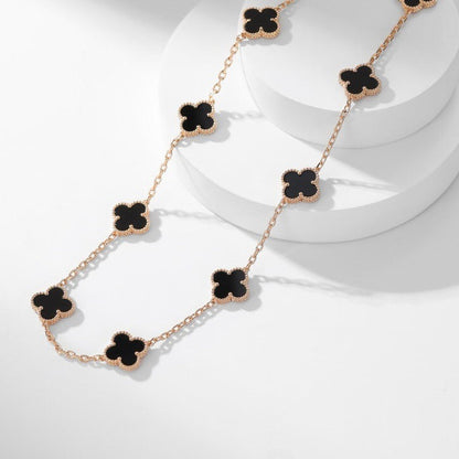 [Stars Jewelry]CLOVER 10 MOTIFS ONYX NECKLACE