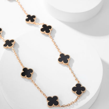 [Stars Jewelry]CLOVER 10 MOTIFS ONYX NECKLACE