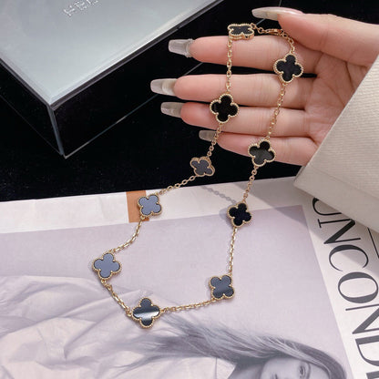 [Stars Jewelry]CLOVER 10 MOTIFS ONYX NECKLACE