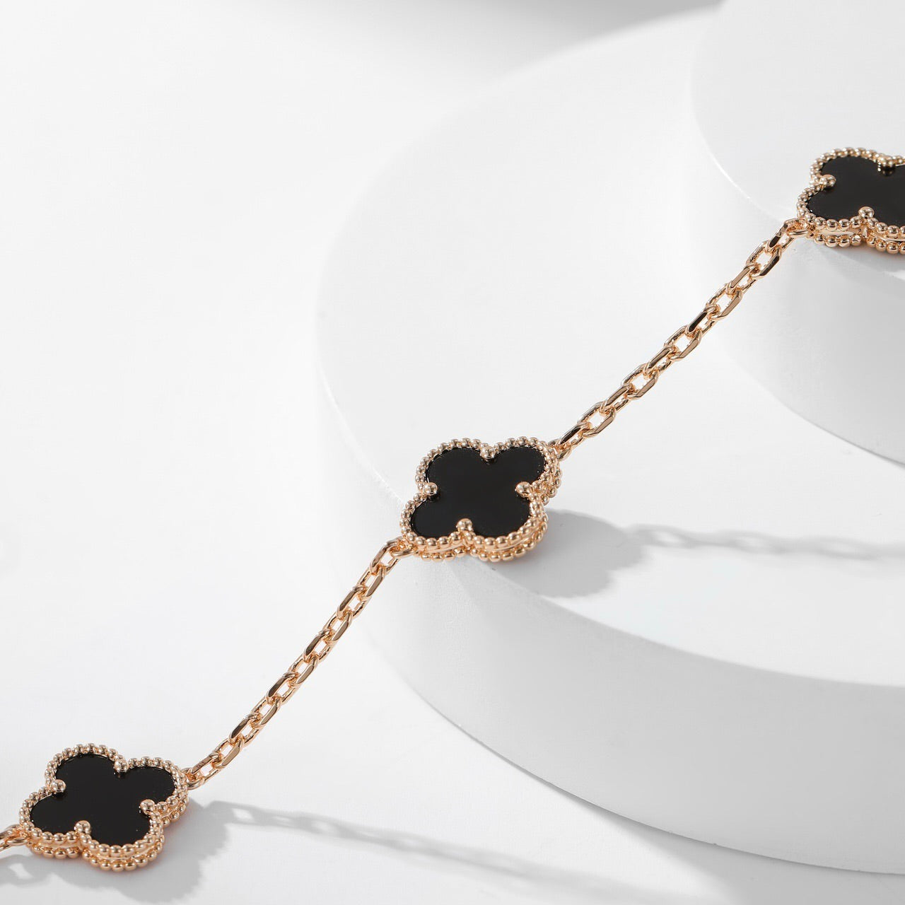 [Stars Jewelry]CLOVER 10 MOTIFS ONYX NECKLACE