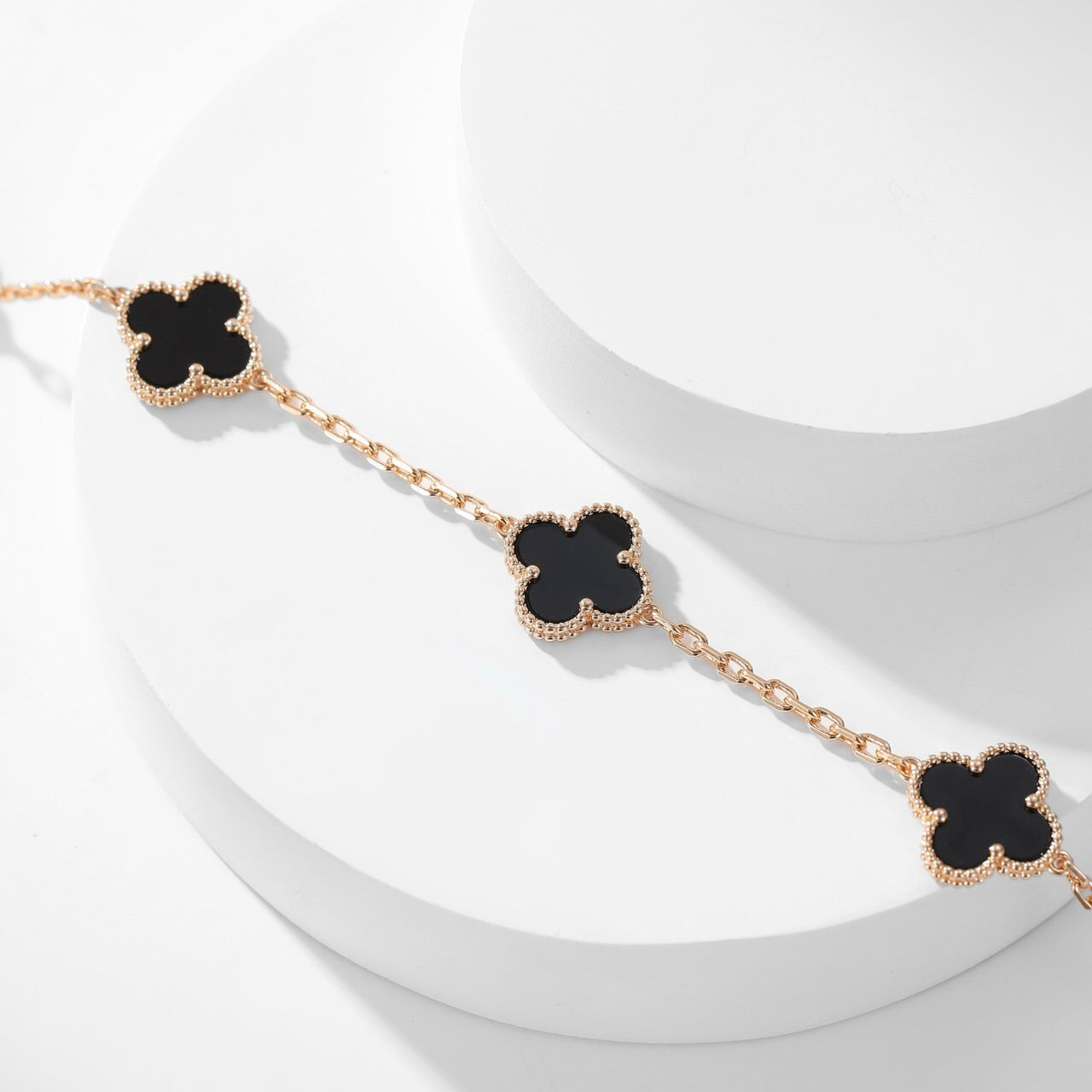 [Stars Jewelry]CLOVER 10 MOTIFS ONYX NECKLACE