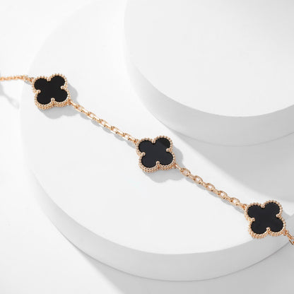 [Stars Jewelry]CLOVER 10 MOTIFS ONYX NECKLACE