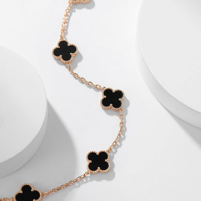 [Stars Jewelry]CLOVER 10 MOTIFS ONYX NECKLACE