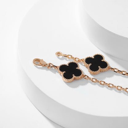 [Stars Jewelry]CLOVER 10 MOTIFS ONYX NECKLACE